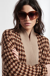 Chaqueta Larga Silvia Con Aberturas Punto Tricot Tricolor